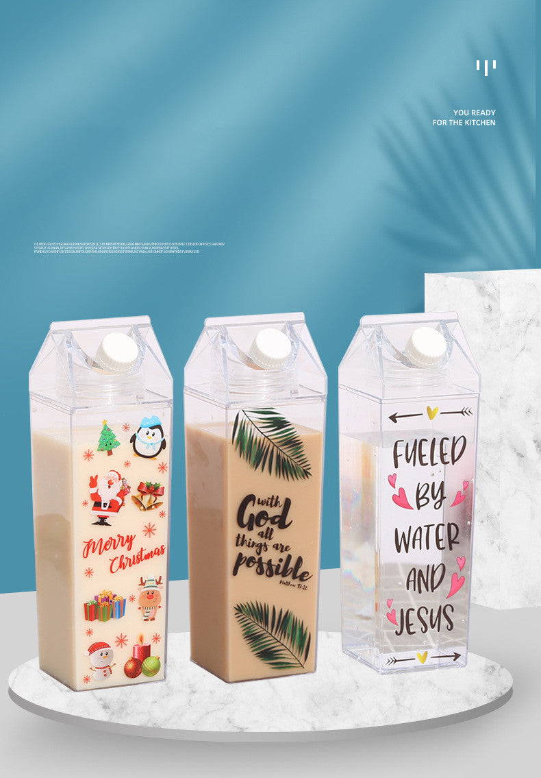 Plastic Milk Cup | Square Water Bottle, Milk Tea