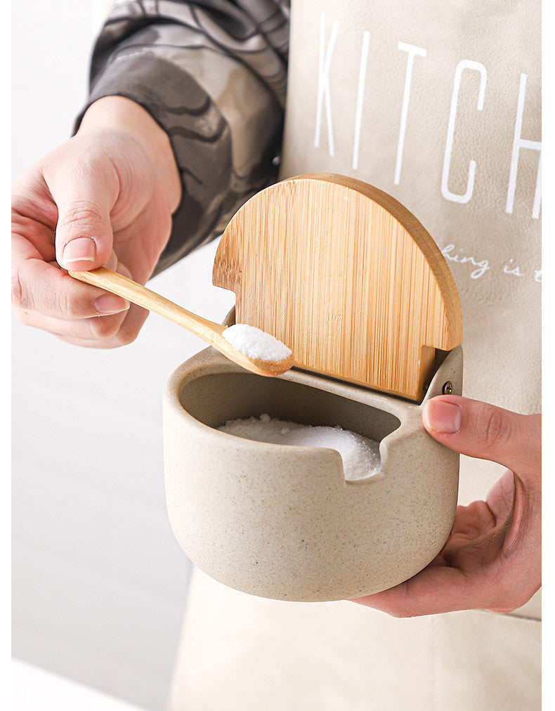 Ceramic Seasoning Jar | Clay with Bamboo Cover