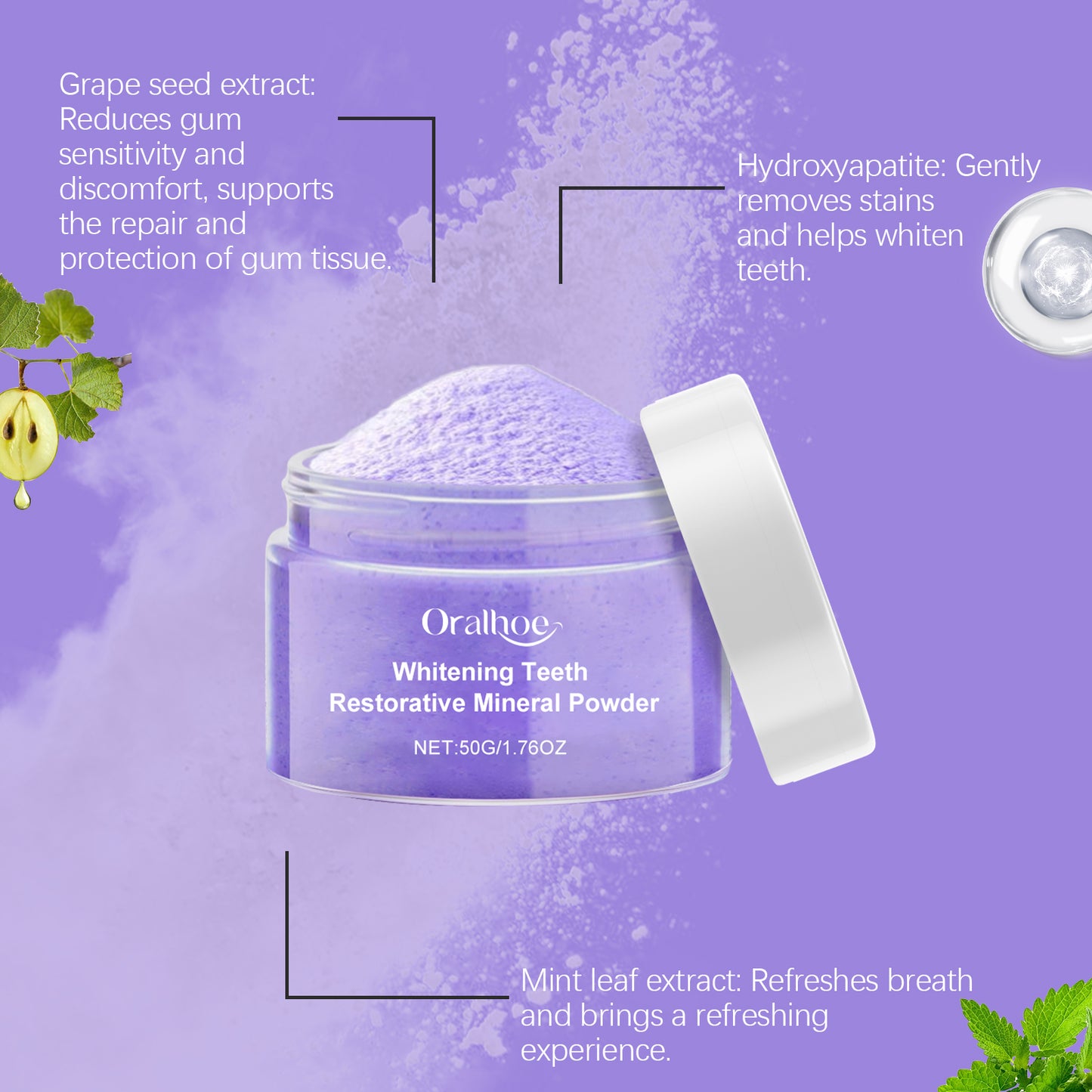 Whitening Tooth Powder | Oralhoe Purple Cleanser
