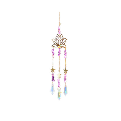 Amethyst Suncatcher | Natural Gravel, Lotus Flower Ornament