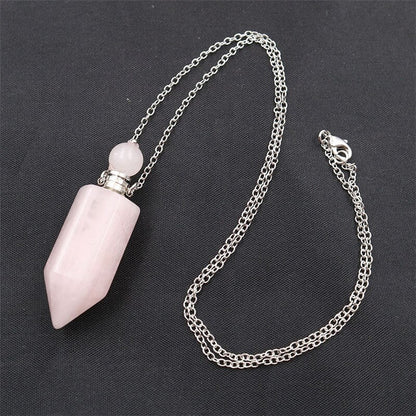 Natural Stone Perfume Bottle Necklace | Fluorite Pendant