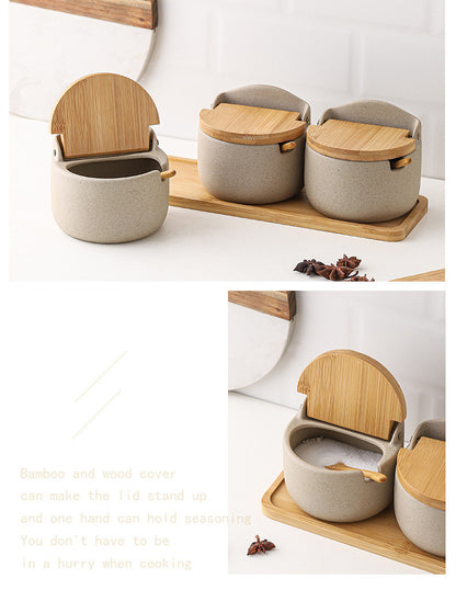 Ceramic Seasoning Jar | Clay with Bamboo Cover