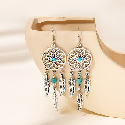 S925 Silver Dream Catcher Earrings | Feather Tassel