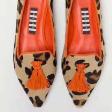 Canvas Flat Bottomed Women's Shoes | Pointed Toe, Fringe