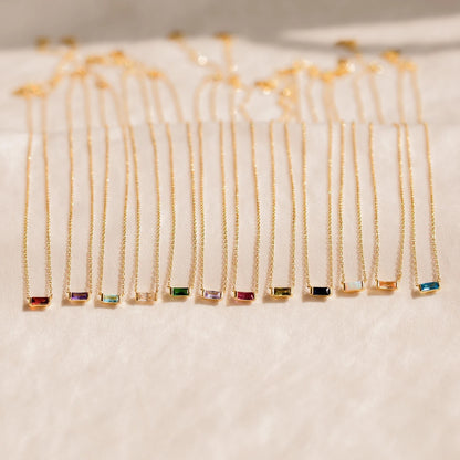 Stainless Steel Birthday Stone Necklace | Zirconia, 40+5cm