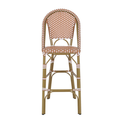 Aluminum Frame Wicker Bar Stool | Rust, Set of 2
