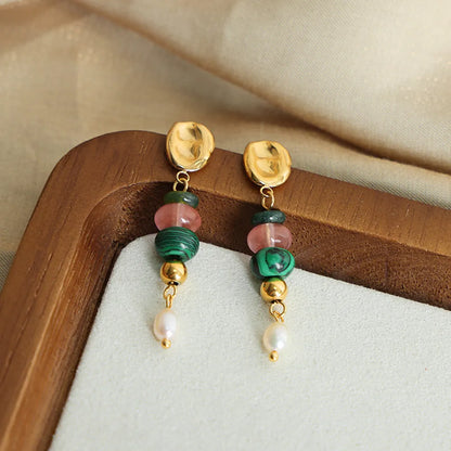 Natural Stone Earrings | Freshwater Pearl Dangle