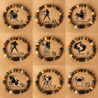 Tiger Eye Zodiac Bracelet | Natural Stone, 8mm