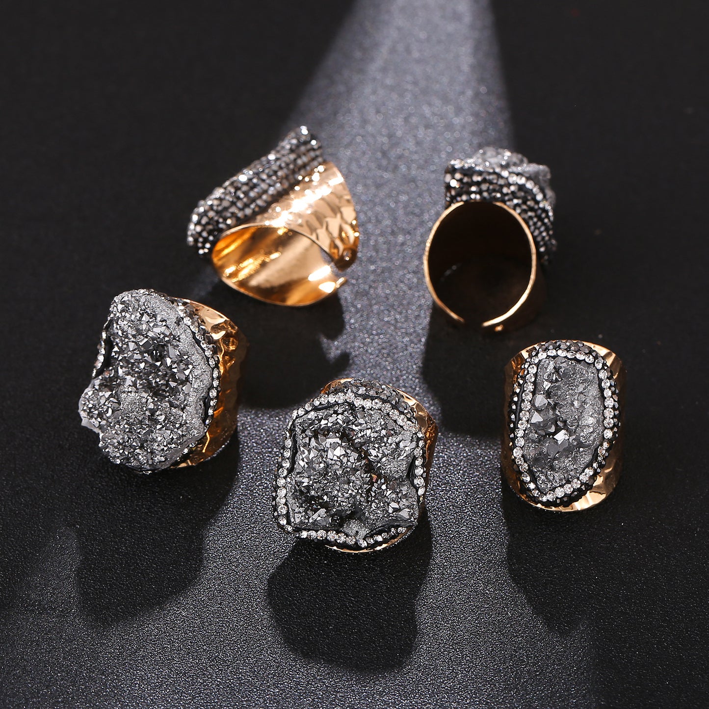 Crystal Cluster Ring | Gold-Plated, Handmade Jewelry