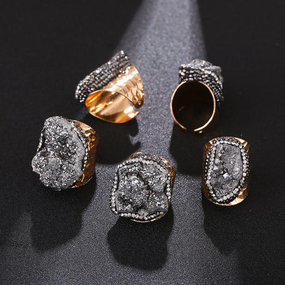 Crystal Cluster Ring | Gold-Plated, Handmade Jewelry