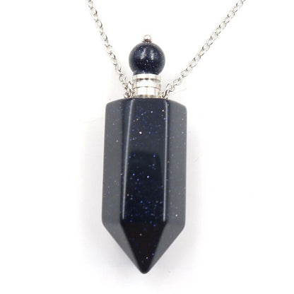Natural Stone Perfume Bottle Necklace | Fluorite Pendant