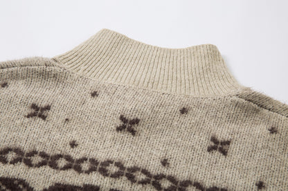 Knitted Sweater Jacket | Khaki, Black, Loose Fit