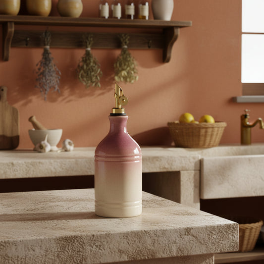 Ceramic Olive Oil Bottle | Green, Vintage Design
