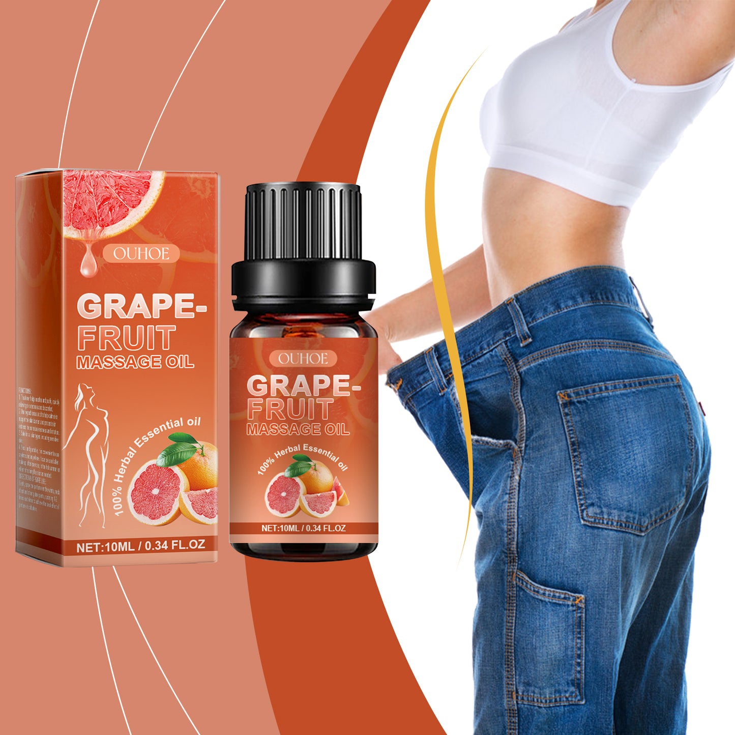 Grapefruit Massage Essential Oil, Moisturizing Repair Moisturizing Body Skin Soothing Massage Skin Care Essential Oil