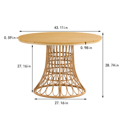Bamboo Dining Chair Table | Antique Brown, Outdoor