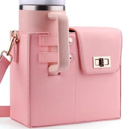 PU Insulated Beverage Bottle Bag | Pink, Medium Size