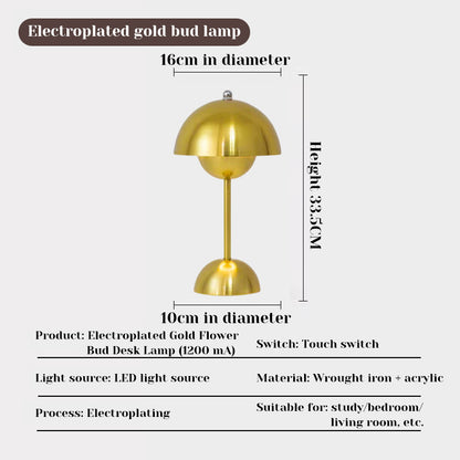 LED Night Light | Mushroom & Bud, Silver/Gold