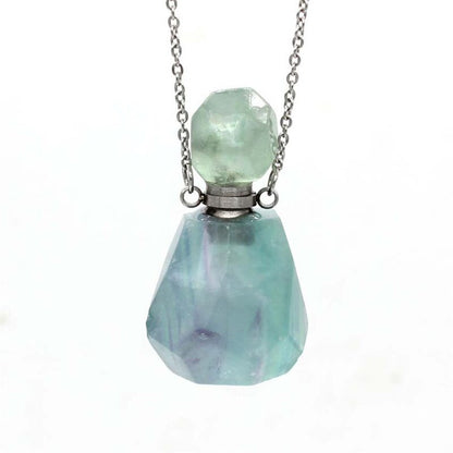 Natural Stone Perfume Bottle Necklace | Fluorite Pendant