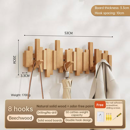 Beech Wood Wall-Mounted Piano Key Coat Rack