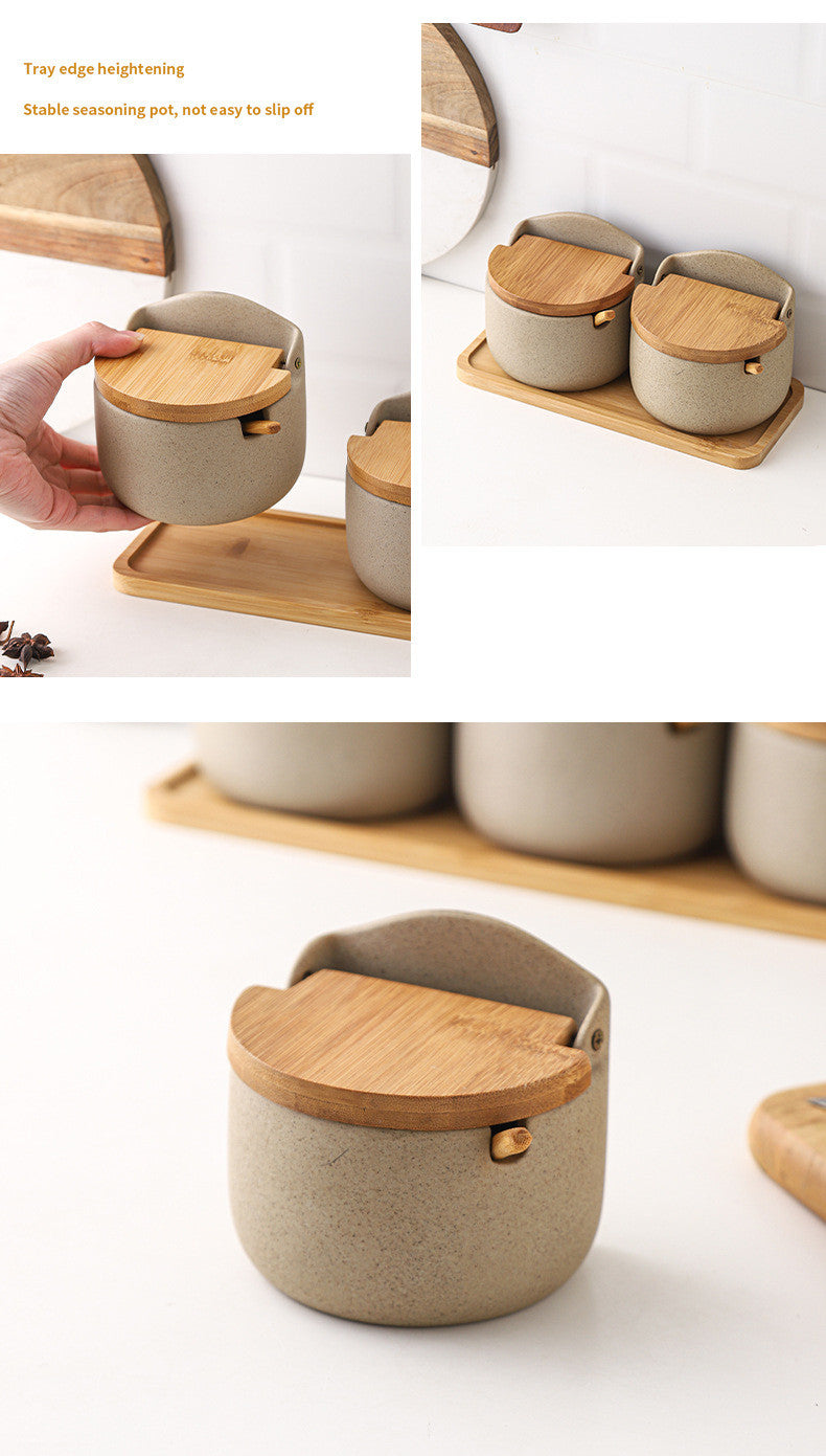 Ceramic Seasoning Jar | Clay with Bamboo Cover