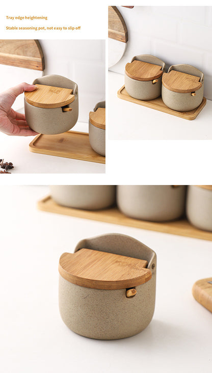 Ceramic Seasoning Jar | Clay with Bamboo Cover