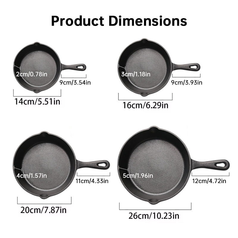 Cast Iron Frying Pan Set | Non-Stick, 14-26cm