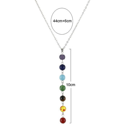 Natural Stone Pendant Necklace | 7 Chakra Beads