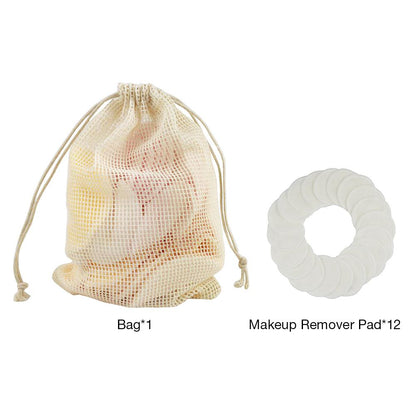 Bamboo Fiber Makeup Remover Pads | Reusable, 12 Pcs