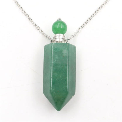 Natural Stone Perfume Bottle Necklace | Fluorite Pendant