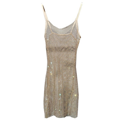 Diamond Crystal Sling Dress | Summer, V-neck, A-line