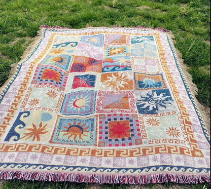 Polyester Blanket | Colorful Grid Pattern, Multi-functional