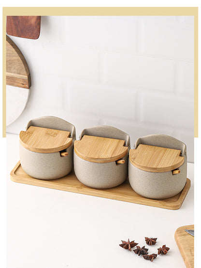 Ceramic Seasoning Jar | Clay with Bamboo Cover