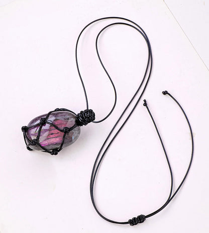 Crystal Mesh Pendant | Purple Light Feldspar, 3-4CM