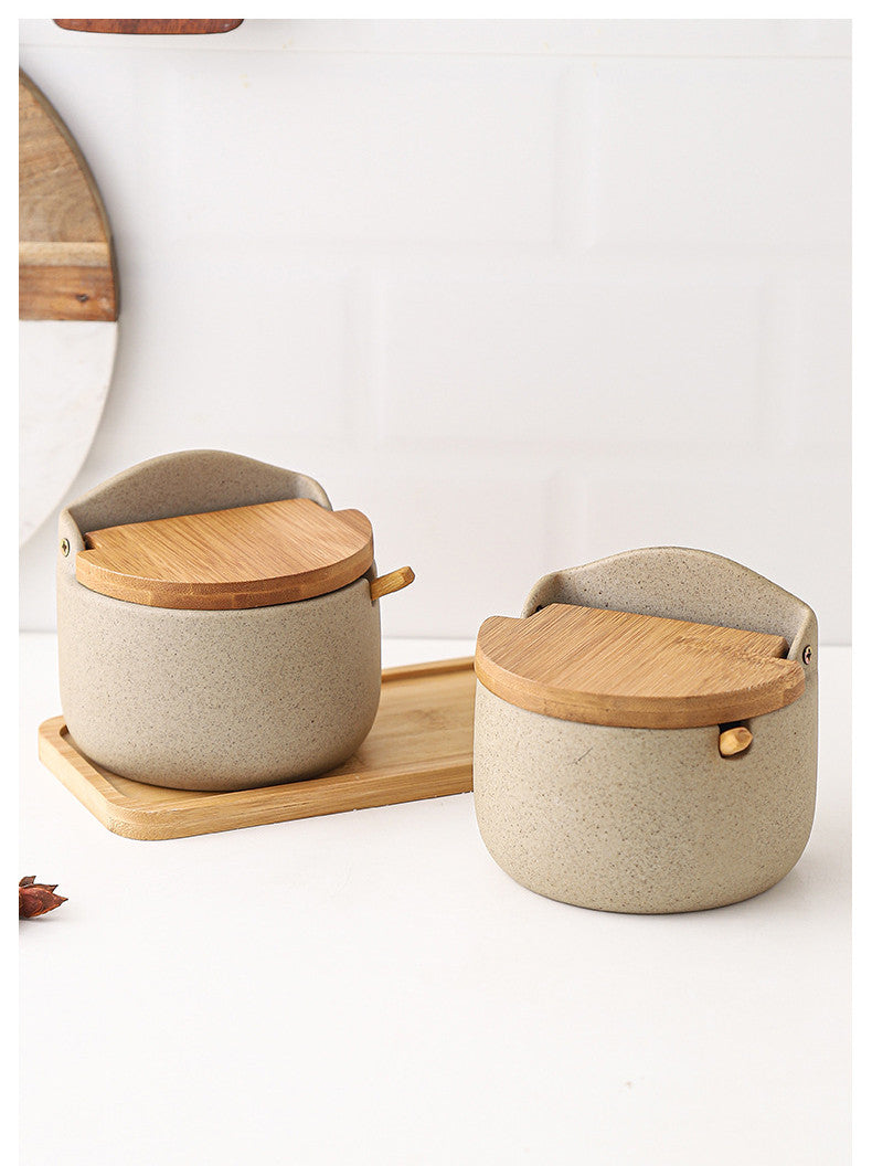 Ceramic Seasoning Jar | Clay with Bamboo Cover