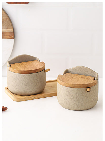 Ceramic Seasoning Jar | Clay with Bamboo Cover