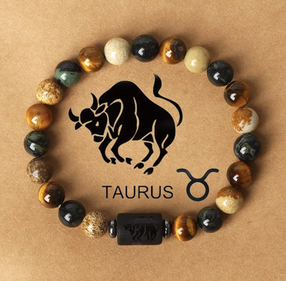 Tiger Eye Zodiac Bracelet | Natural Stone, 8mm