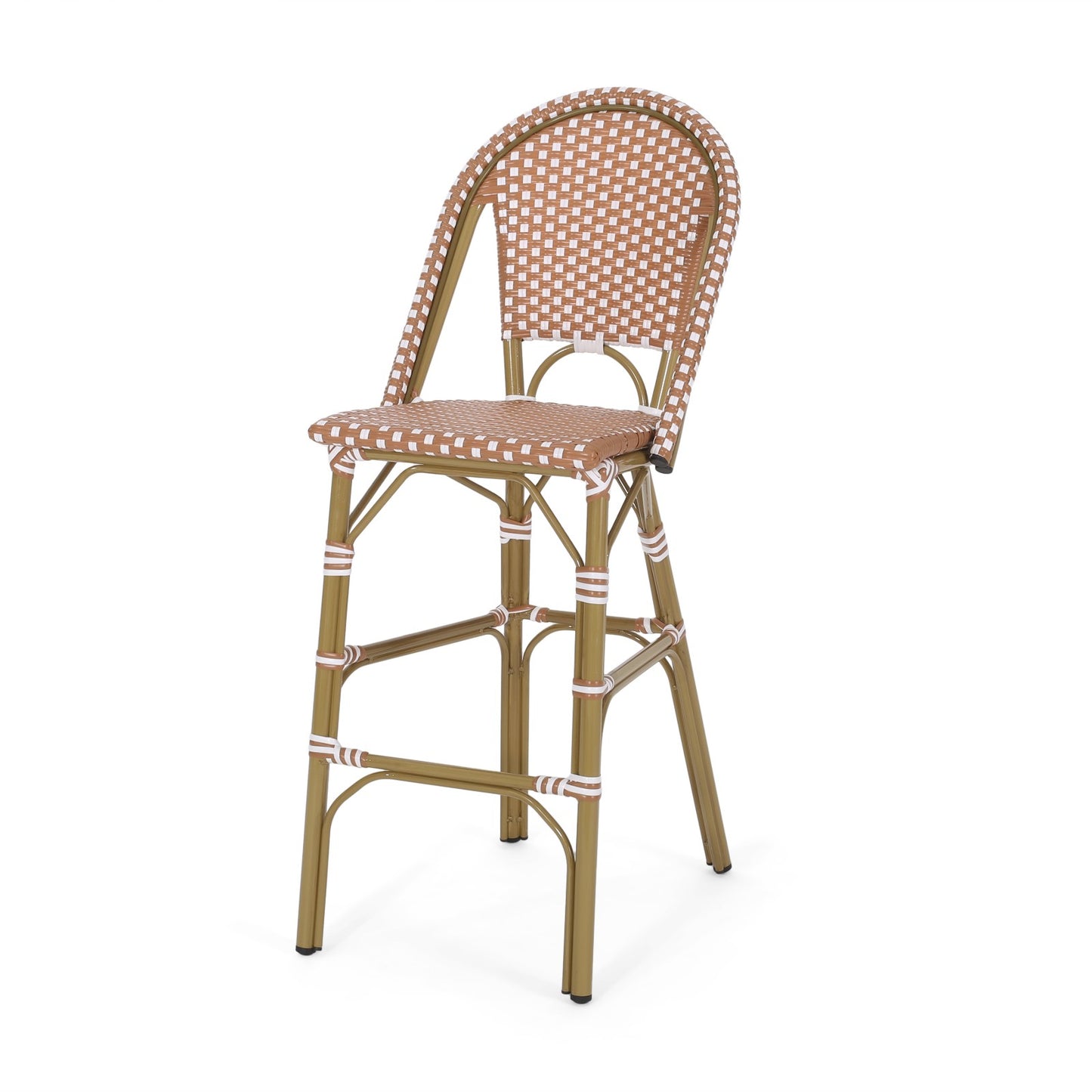 Aluminum Frame Wicker Bar Stool | Rust, Set of 2