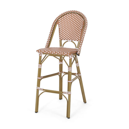 Aluminum Frame Wicker Bar Stool | Rust, Set of 2