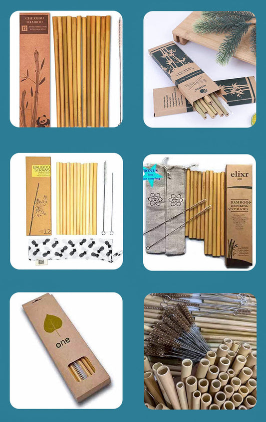 Bamboo Straws | Green & Yellow Bamboo, Straight Pipe