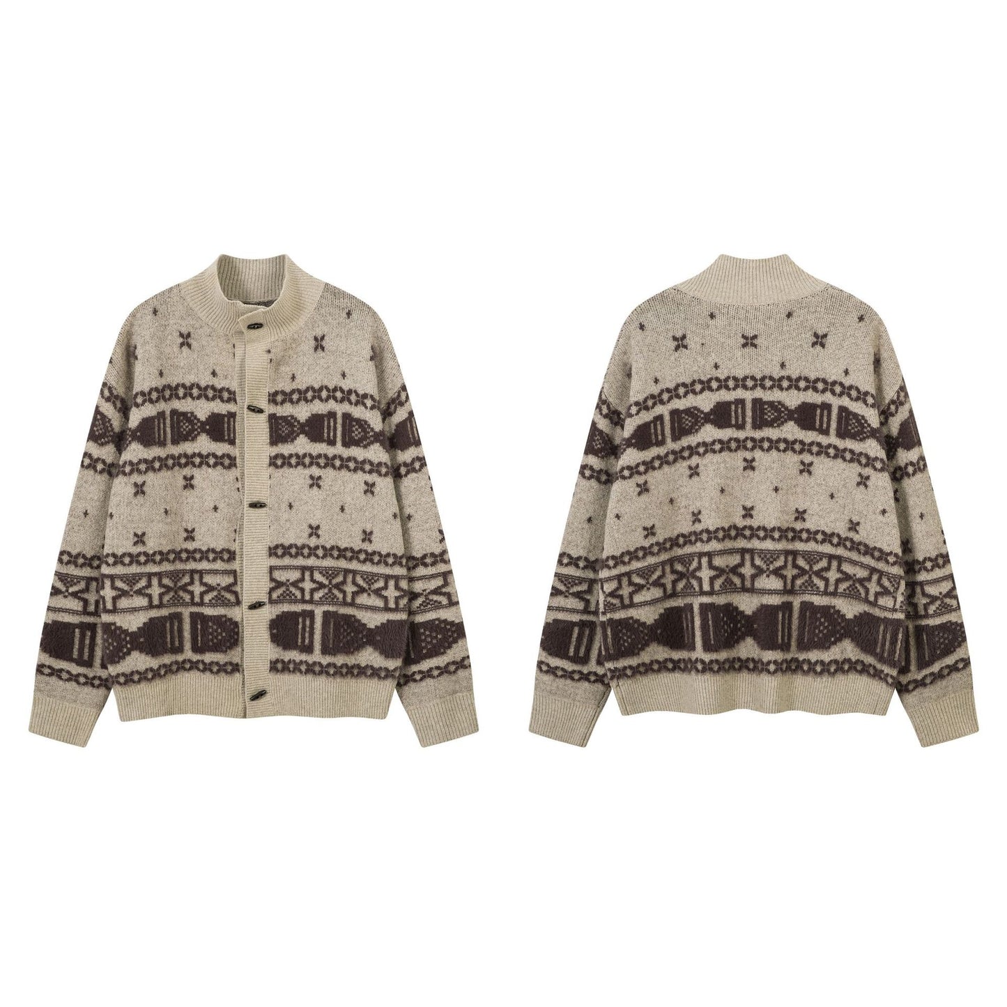 Knitted Sweater Jacket | Khaki, Black, Loose Fit