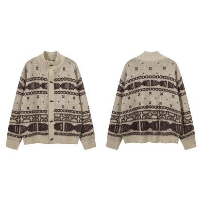 Knitted Sweater Jacket | Khaki, Black, Loose Fit