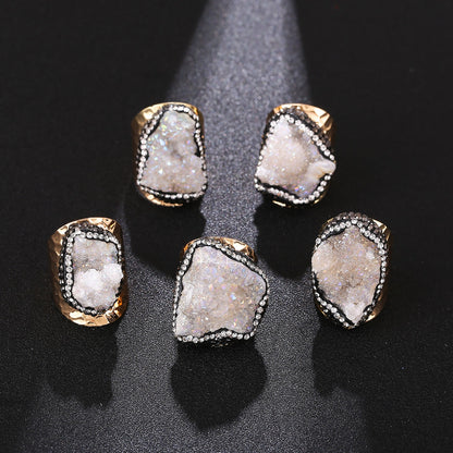 Crystal Cluster Ring | Gold-Plated, Handmade Jewelry