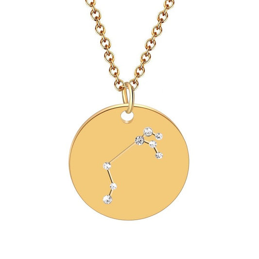 12 constellation stainless steel necklace set Leo Libra Aries Pendant Horoscope Astrology Necklace for men and women