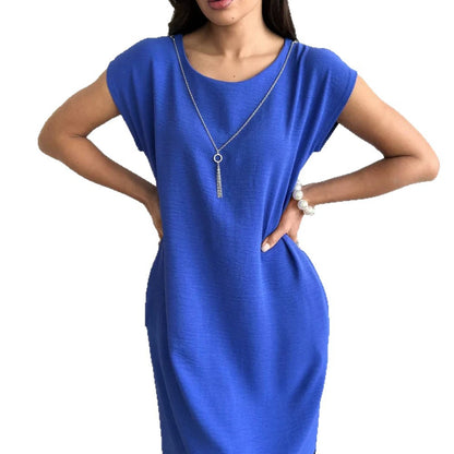 Polyester Sleeveless Slim Fit Dress | White, Black, Blue