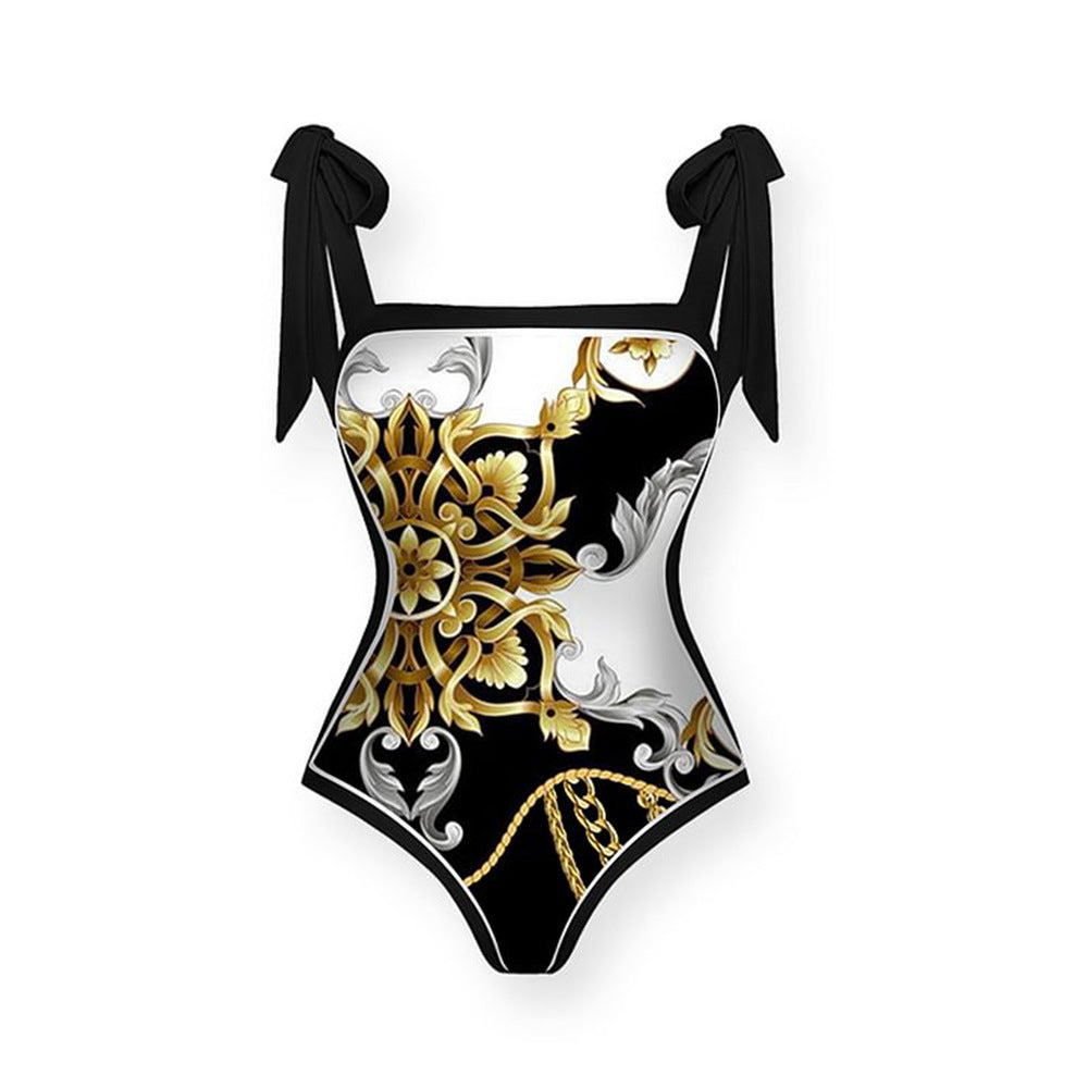 Polyester One-Piece Swimsuit | Double-Sided, Black
