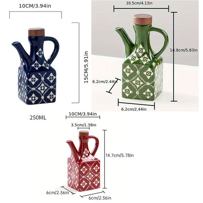 Ceramic Oil Bottle | Divided Flower Design