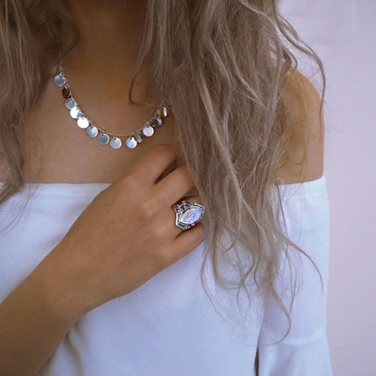 Silver Big Stone Ring | Vintage, Bohemian Jewelry