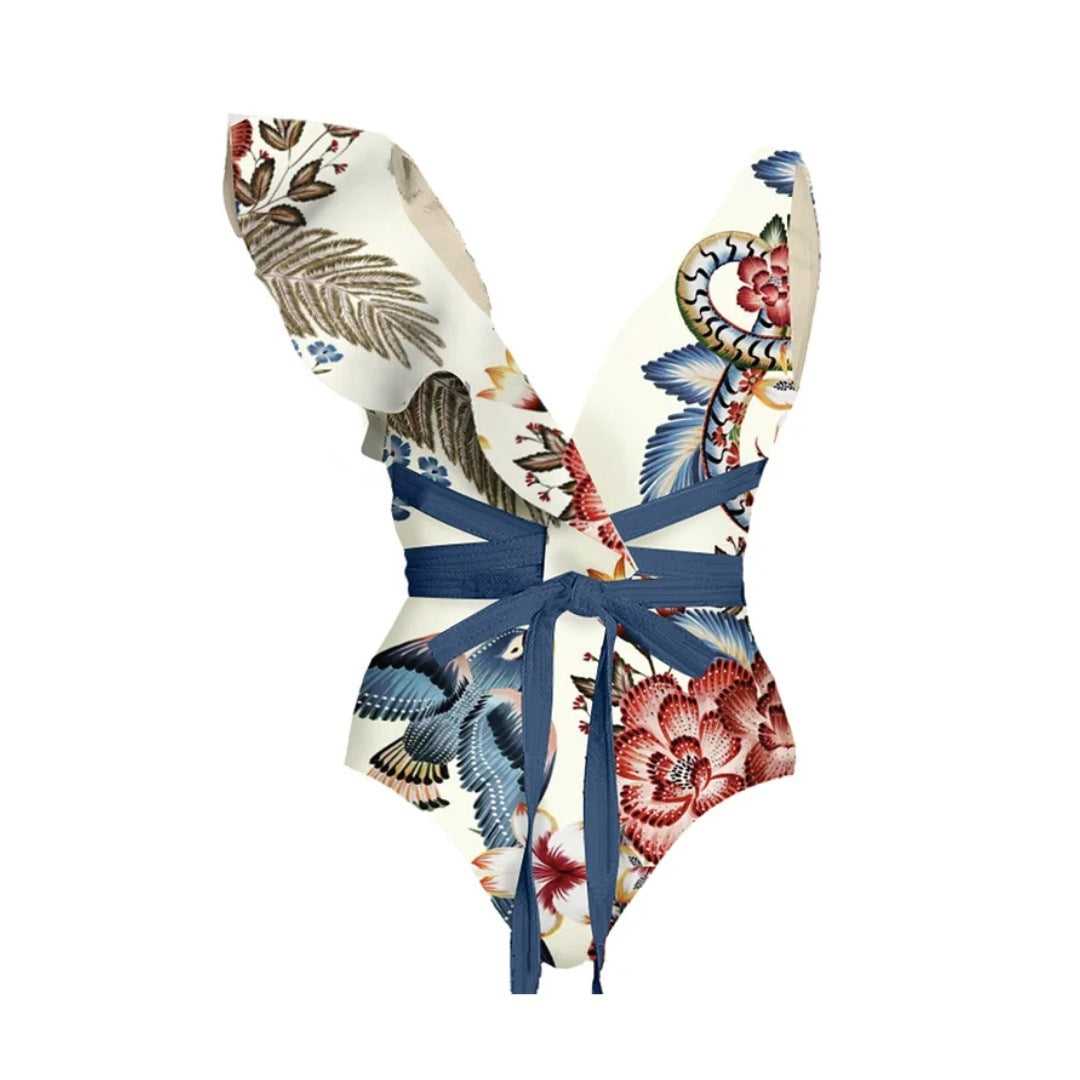 Polyester Floral Bikini Set | One Shoulder, Adult Female