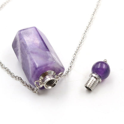 Natural Stone Perfume Bottle Necklace | Fluorite Pendant