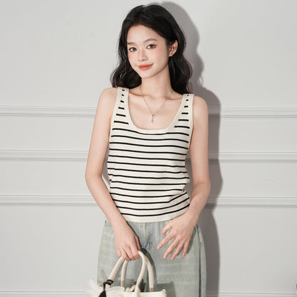 Viscose Knit Camisole Top | Apricot, Slim Fit, Casual